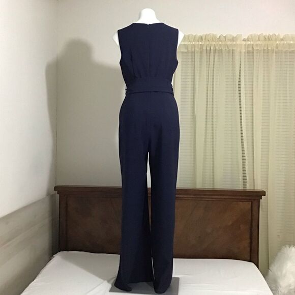 Finders Keepers Blue Essie Sleeveless Belted Wide Leg Pantsuit New Size Large - Picture 4 of 16